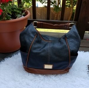 Tignanello Black Brown Leather Shoulder Handbag